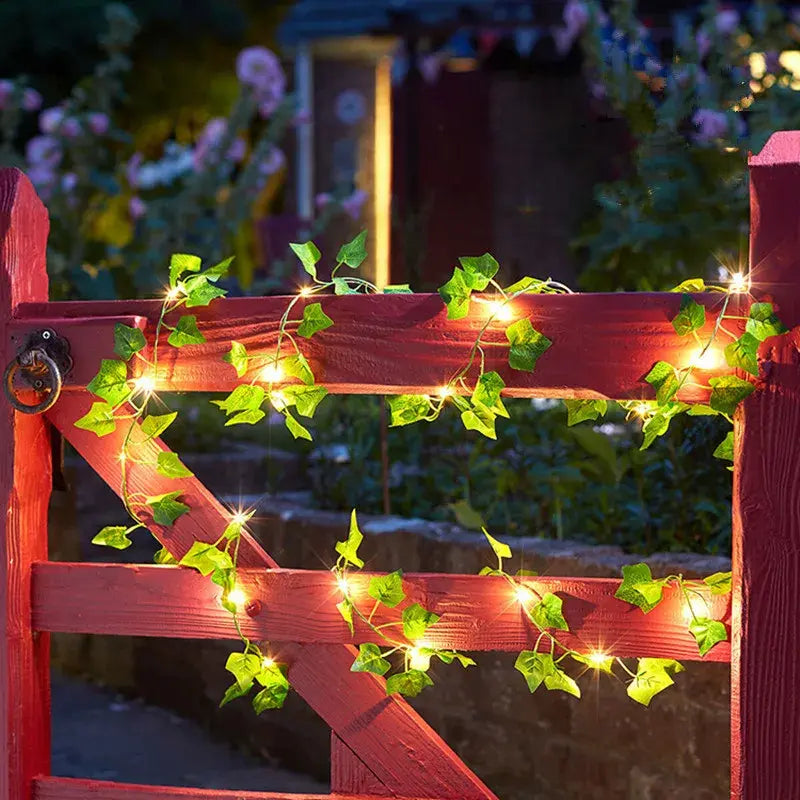 Flower and Green Leaf String Lights